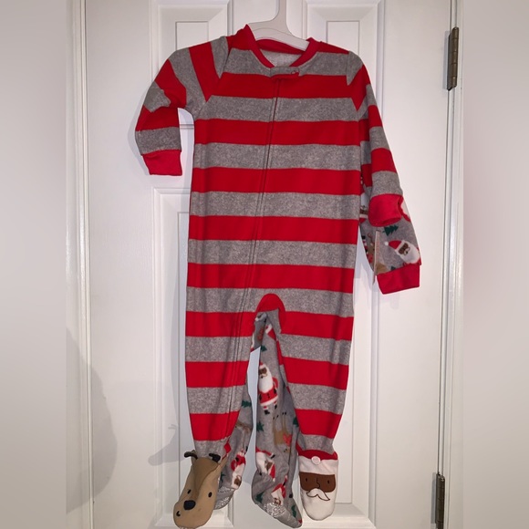 Carter’s just one you African-American Santa fleece footed pajamas Holiday Set - Picture 12 of 13